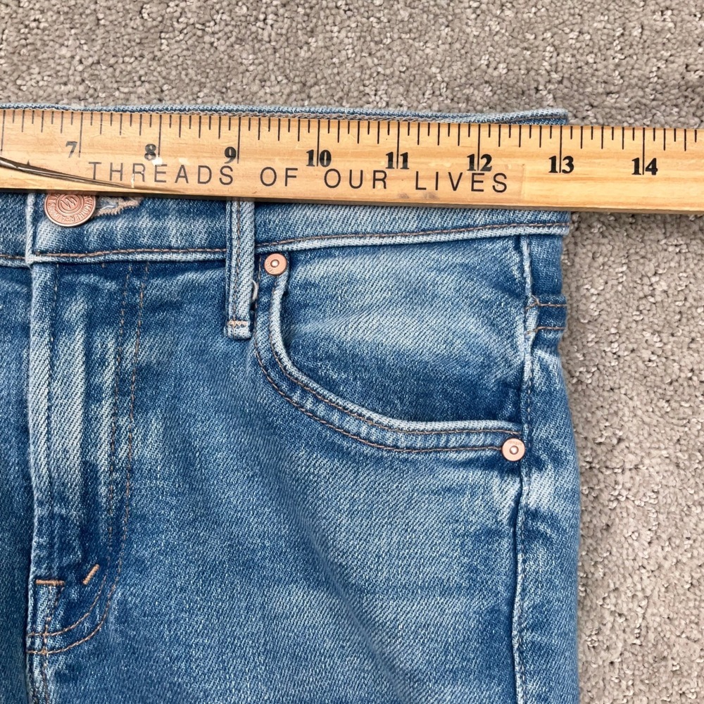 MOTHER Lil Outsider Sneak Jeans Girls 24 Blue Straight High Rise USA - Picture 8 of 15